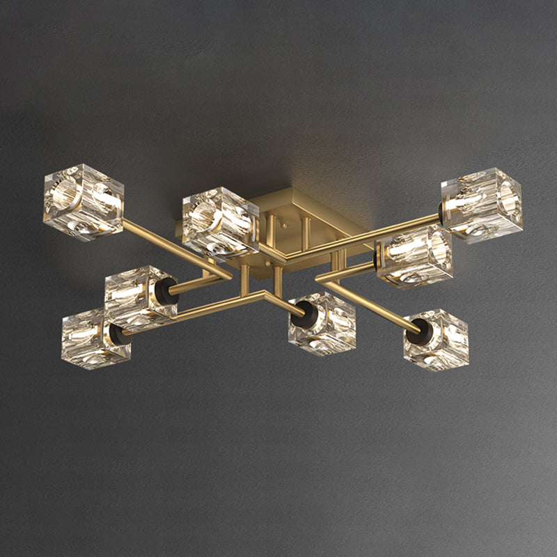 Cubo contemporáneo Flush Lighting Lighting de montaje de altura de cristal para sala de estar