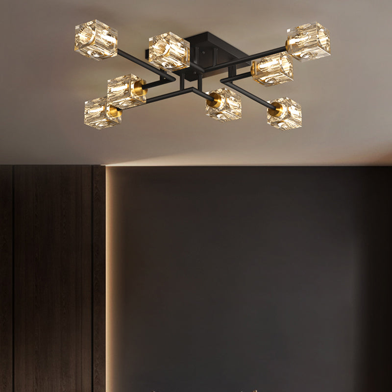 Cubo contemporáneo Flush Lighting Lighting de montaje de altura de cristal para sala de estar