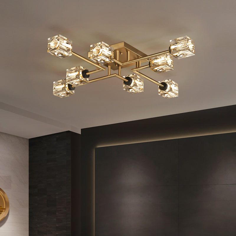 Cubo contemporáneo Flush Lighting Lighting de montaje de altura de cristal para sala de estar