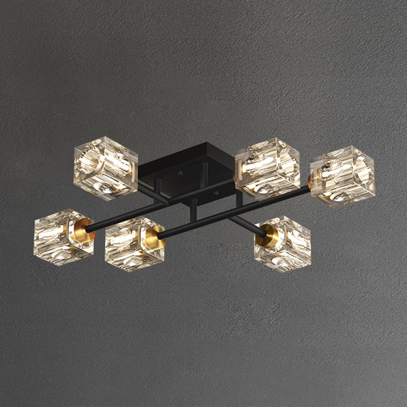 Cubo contemporáneo Flush Lighting Lighting de montaje de altura de cristal para sala de estar