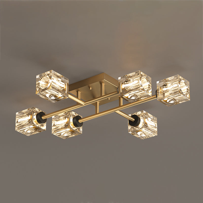 Cubo contemporáneo Flush Lighting Lighting de montaje de altura de cristal para sala de estar