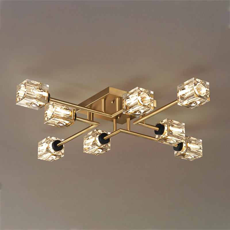 Cubo contemporáneo Flush Lighting Lighting de montaje de altura de cristal para sala de estar