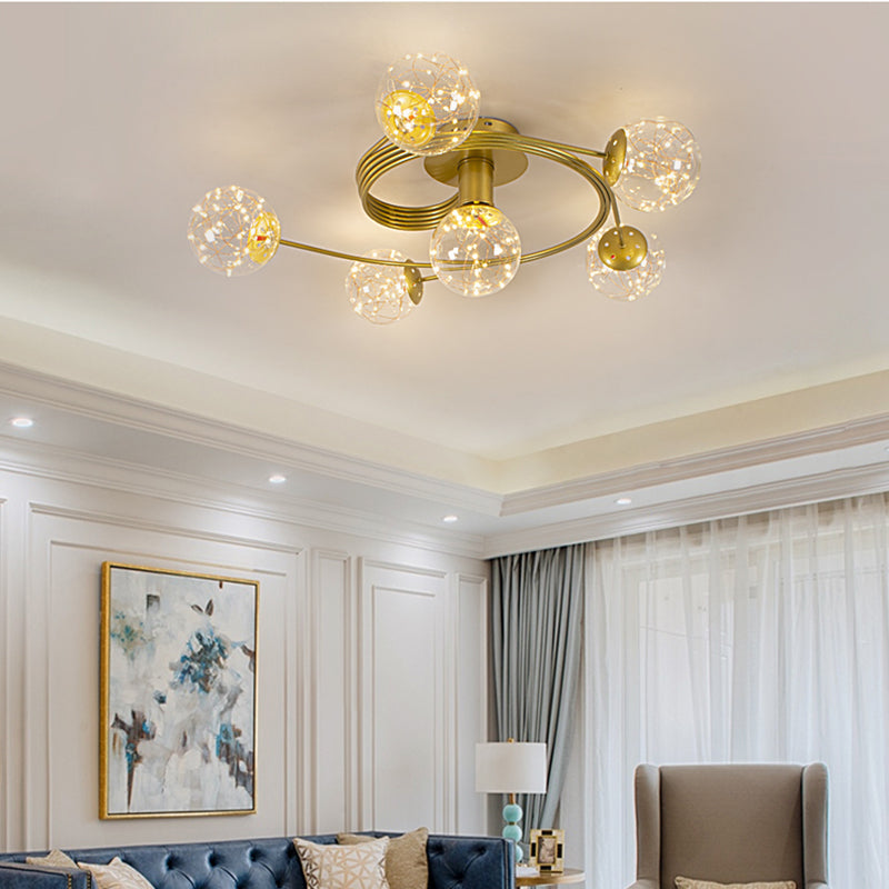 Contemporáneos de la esfera de la esfera de al ras Luces de montaje de altura de vidrio en oro