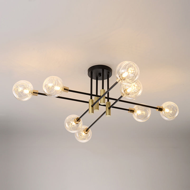 Contemporary Sphere Flush Light Fixture Glass Flush Mount Lights in Black