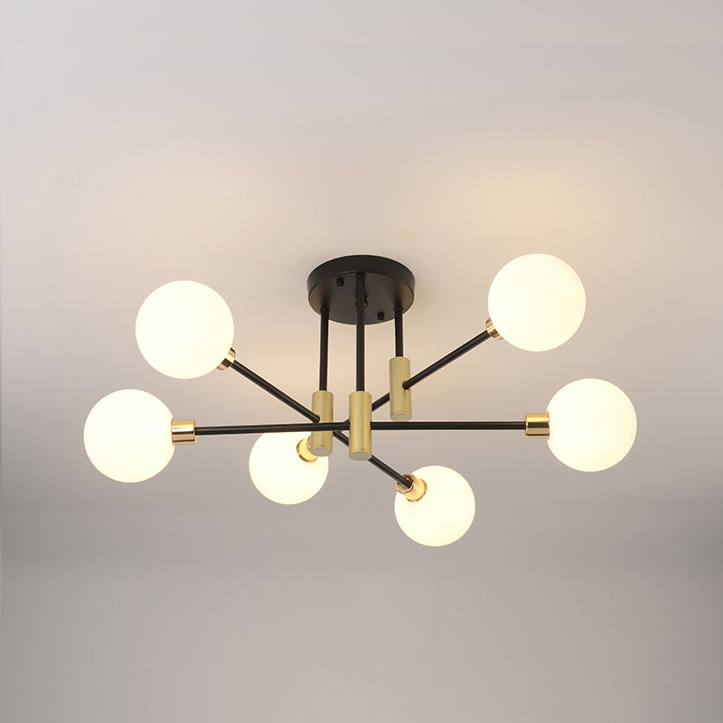 Contemporary Sphere Flush Light Fixture Glass Flush Mount Lights in Black