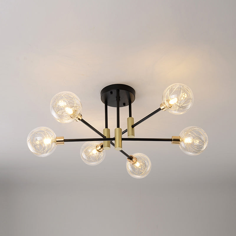 Contemporary Sphere Flush Light Fixture Glass Flush Mount Lights in Black