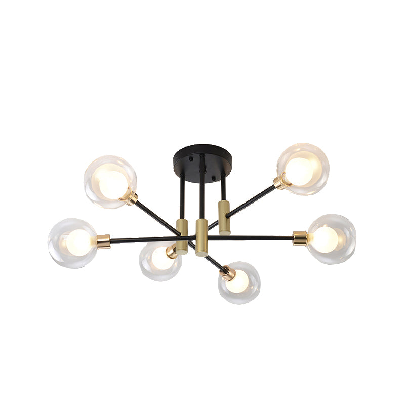 Contemporary Sphere Flush Light Fixture Glass Flush Mount Lights in Black