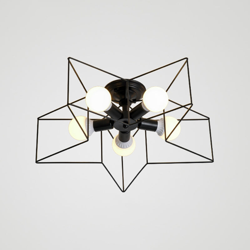 Modern Style Star Shape Ceiling Light Metal 5 Light Ceiling Light for Restaurant