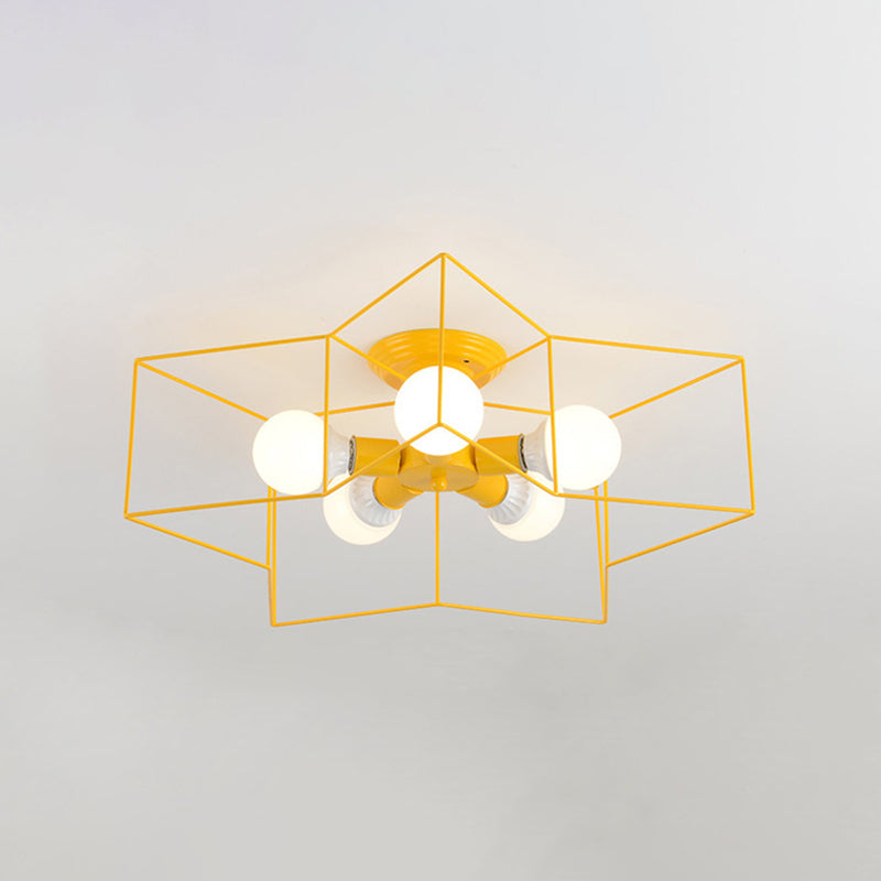 Modern Style Star Shape Ceiling Light Metal 5 Light Ceiling Light for Restaurant