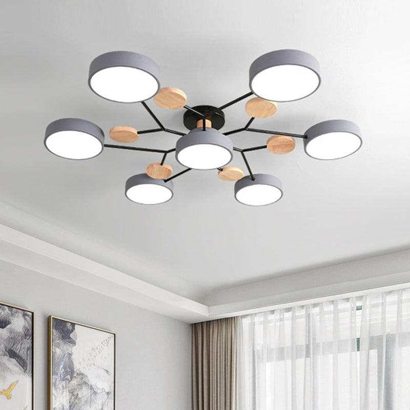 Luz de techo geométrico nórdico colorido LED de montaje de montaje para sala de estar para sala de estar