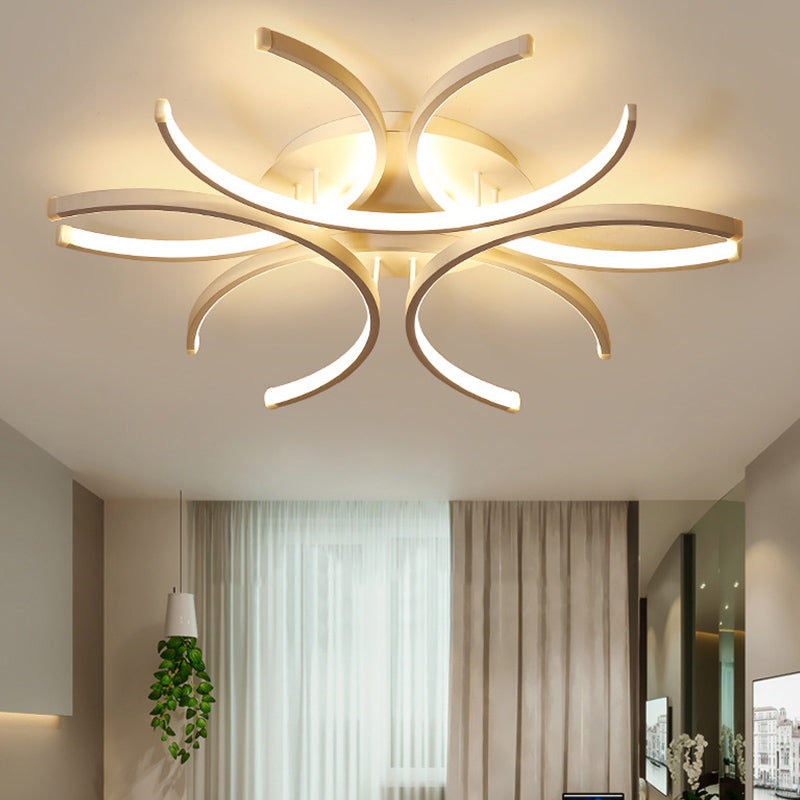 Metal Flower Flush Flush Light Modern Style Modern Style 6 Lights Fleus de montaje en blanco