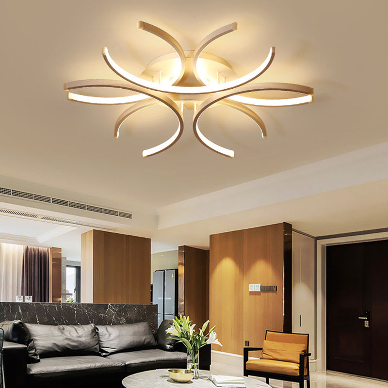 Metal Flower Flush Flush Light Modern Style Modern Style 6 Lights Fleus de montaje en blanco
