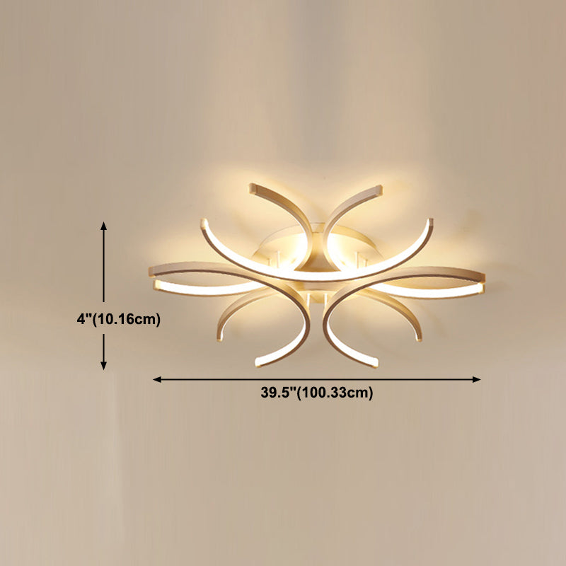 Metal Flower Flush Flush Light Modern Style Modern Style 6 Lights Fleus de montaje en blanco