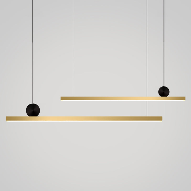 Gold Island Lights Modernes 1-Licht-Restaurant Lineare Aufhängungslampen mit Acrylschatten