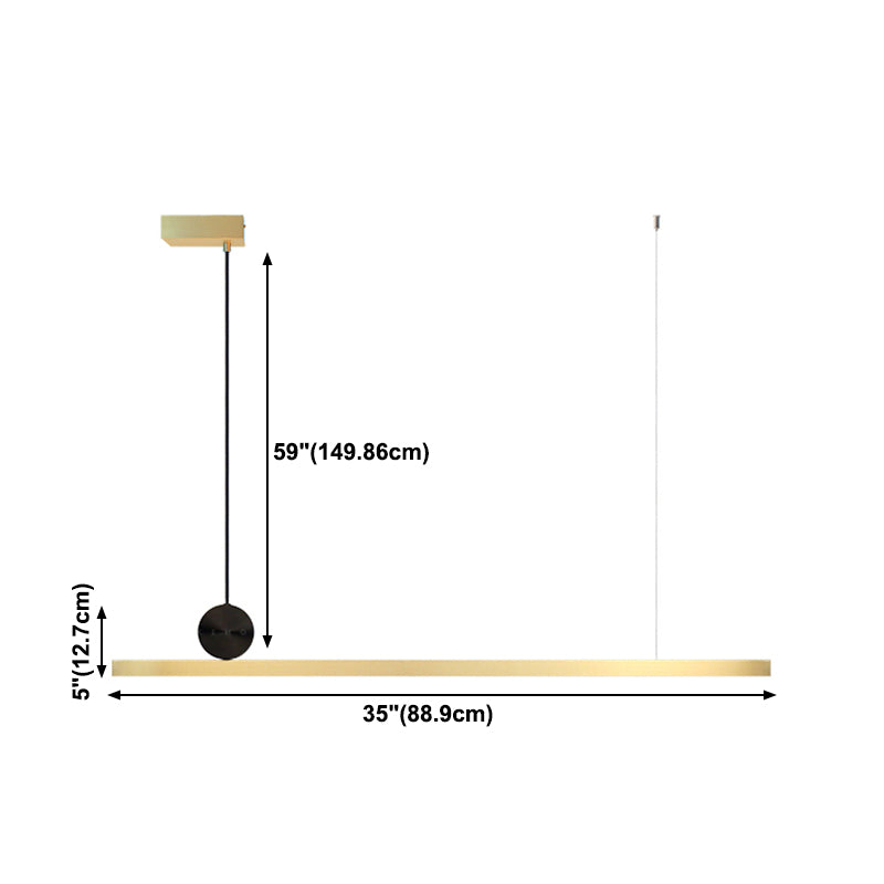 Gold Island Lights Modernes 1-Licht-Restaurant Lineare Aufhängungslampen mit Acrylschatten
