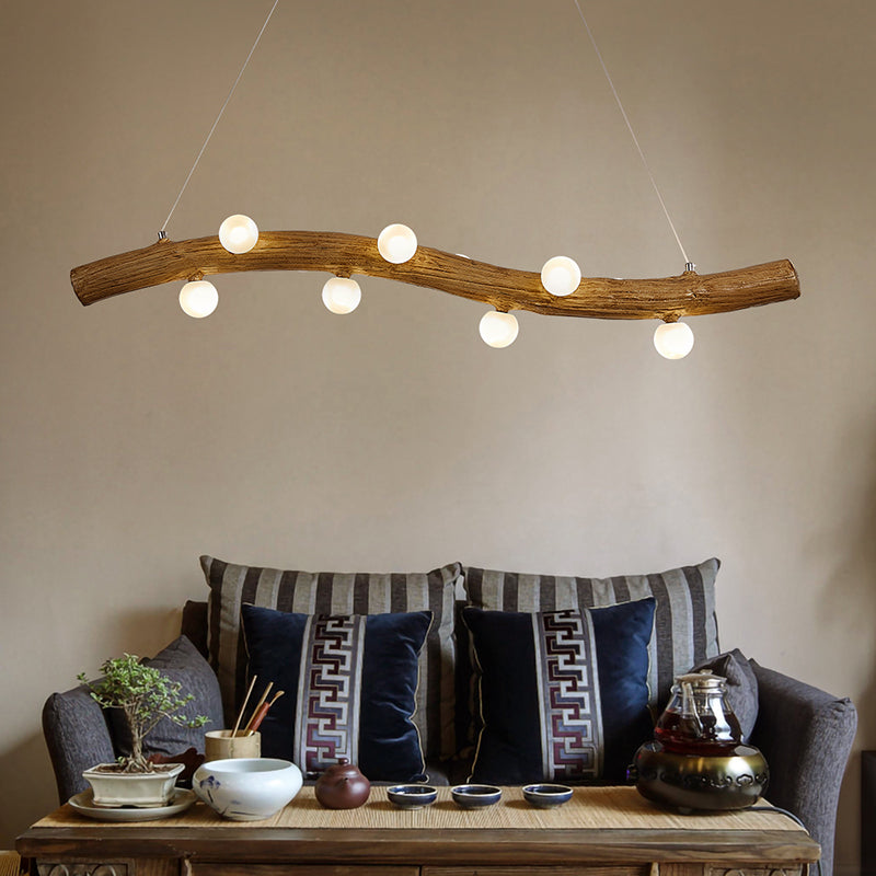 Resin Island Lights Lámparas de suspensión de tocón de restaurante múltiples de múltiples cabezas con sombra de vidrio