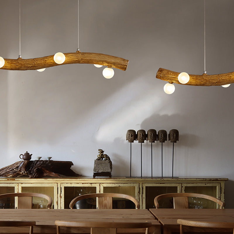 Resin Island Lights Lámparas de suspensión de tocón de restaurante múltiples de múltiples cabezas con sombra de vidrio