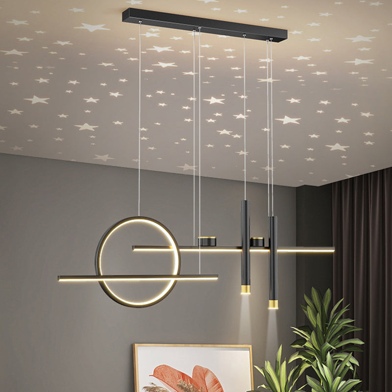 Moderne geometrie Island Lichtarmaturen Multi-hoofd restaurant Hangende lamp met Spotlight