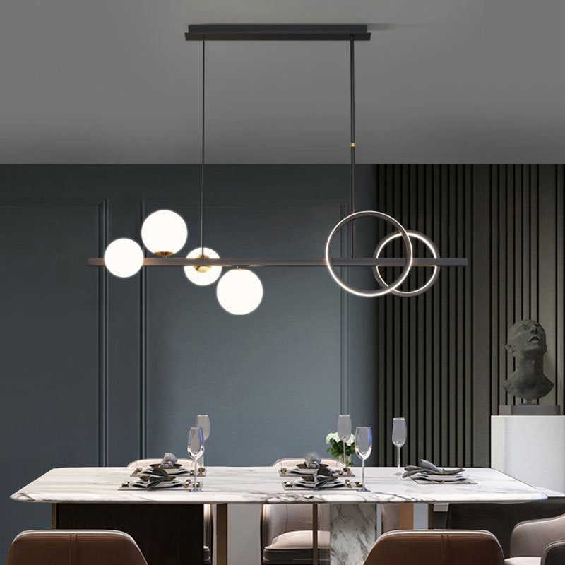 Moderne geometrie Island Lichtarmaturen Multi-hoofd restaurant Hanglamp met glazen schaduw