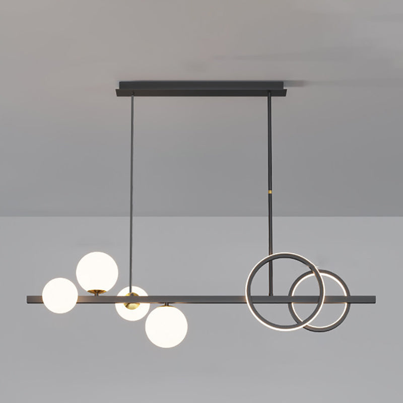 Moderne Geometry Island Leuchten mehrköpfige Restaurant-Hängelampe mit Glasschatten