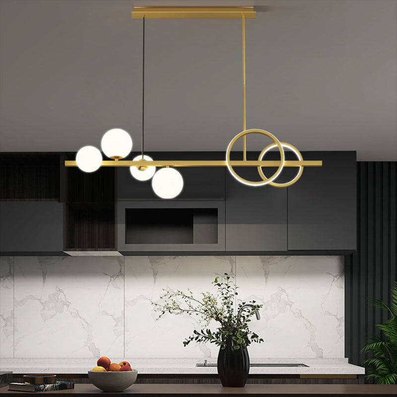 Moderne geometrie Island Lichtarmaturen Multi-hoofd restaurant Hanglamp met glazen schaduw