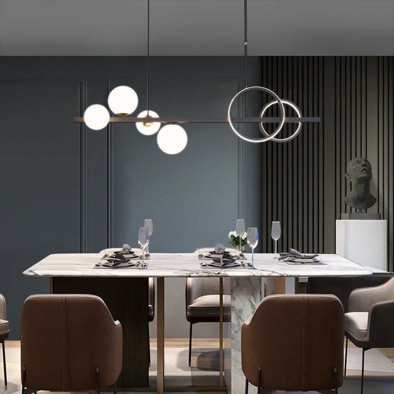 Moderne geometrie Island Lichtarmaturen Multi-hoofd restaurant Hanglamp met glazen schaduw