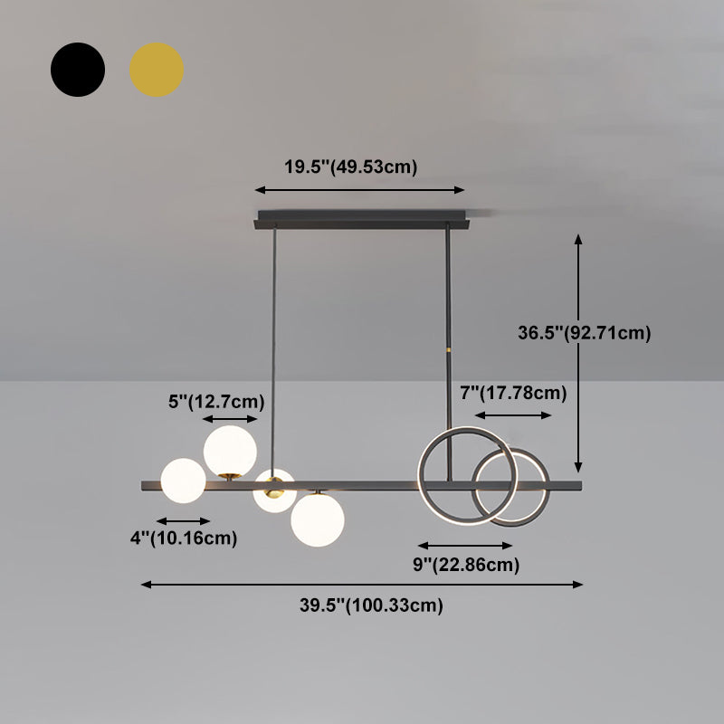 Moderne geometrie Island Lichtarmaturen Multi-hoofd restaurant Hanglamp met glazen schaduw