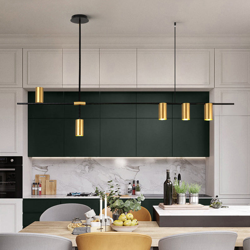 Modern Style Cylinder Island Light Fixtures Metal Pendant Light Fixtures