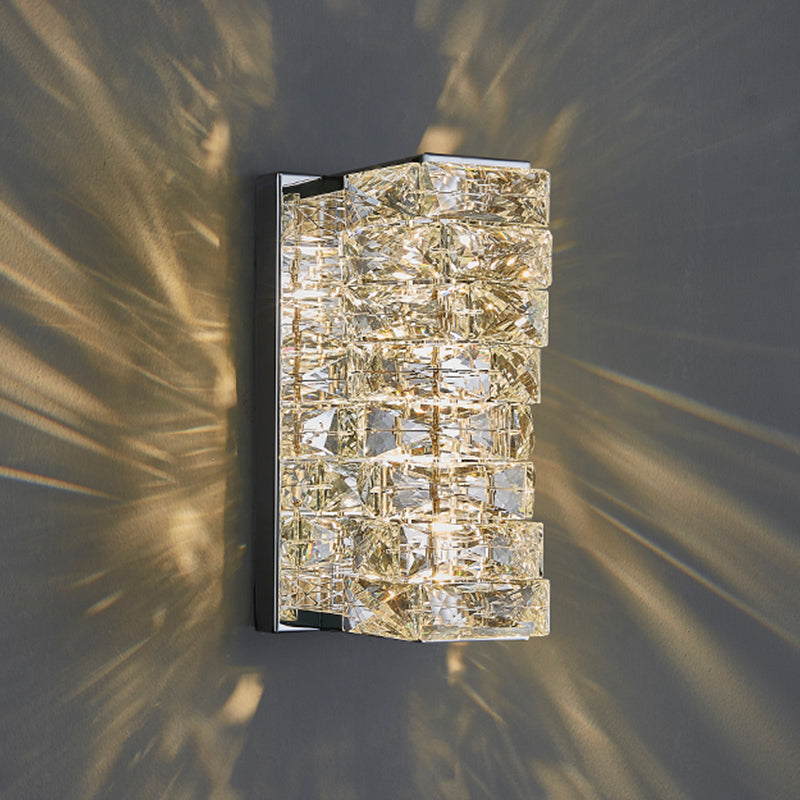 Postmodern Style Wall Light Geometric 5" Wide Wall Sconce with Crystal for Living Room