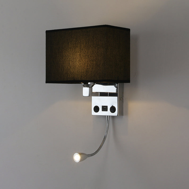 Contemporary Metal Reading Wall Light 10" Wide Wall Sconce with Natural Burlap