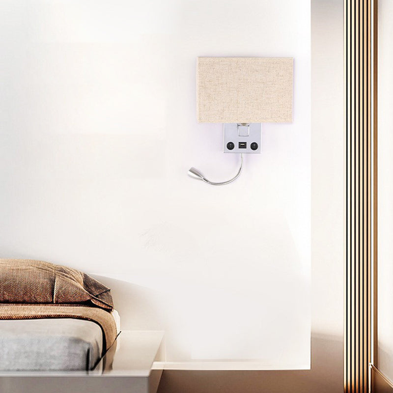 Contemporary Metal Reading Wall Light 10" Wide Wall Sconce with Natural Burlap