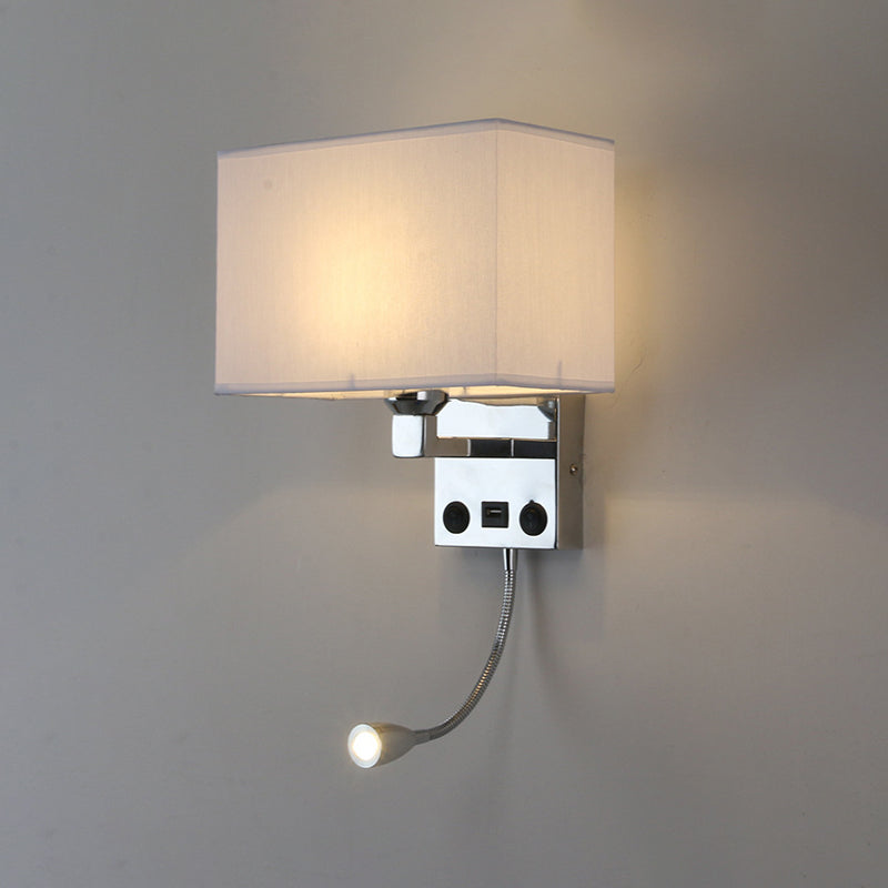 Contemporary Metal Reading Wall Light 10" Wide Wall Sconce with Natural Burlap