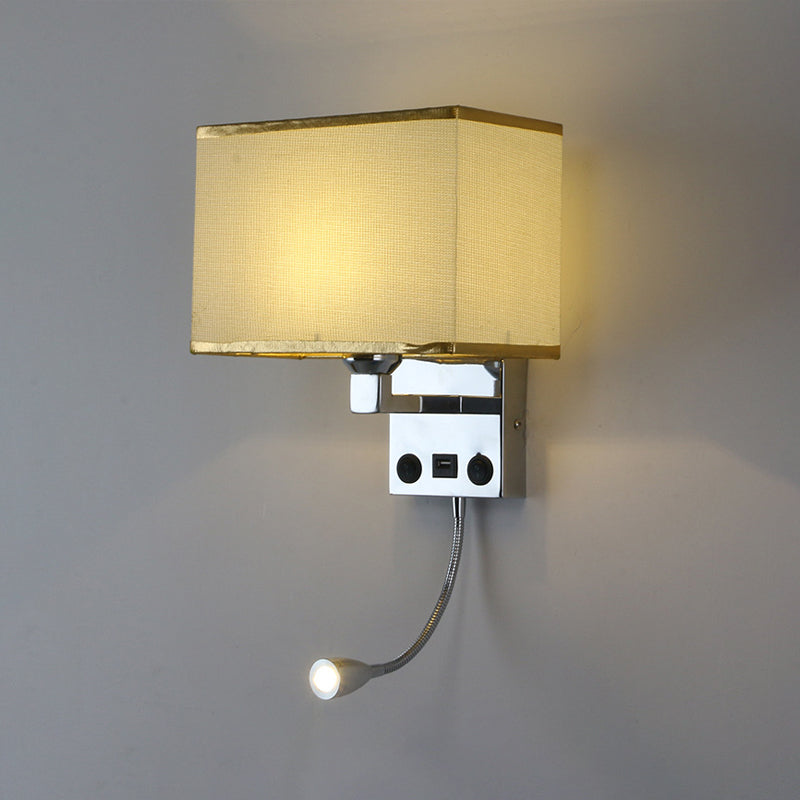 Contemporary Metal Reading Wall Light 10" Wide Wall Sconce with Natural Burlap