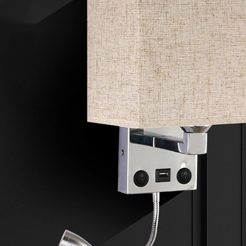 Contemporary Metal Reading Wall Light 10" Wide Wall Sconce with Natural Burlap