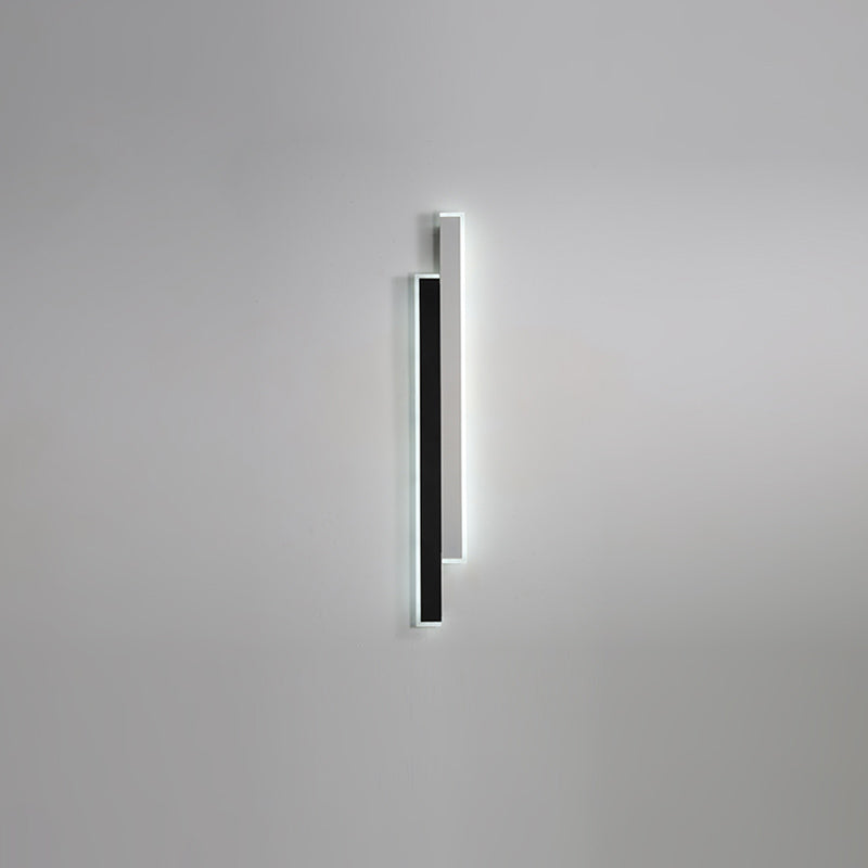 Metal Linear Shape Wall Light Modern 2-Lights Wall Mounted Light Fixture in Black