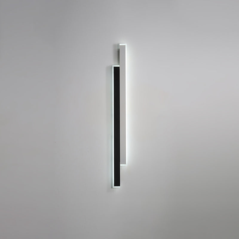 Metal Linear Shape Wall Light Modern 2-Lights Wall Mounted Light Fixture in Black