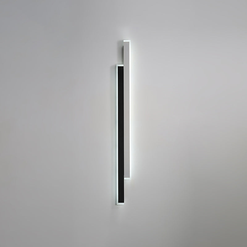 Metal Linear Shape Wall Light Modern 2-Lights Wall Mounted Light Fixture in Black