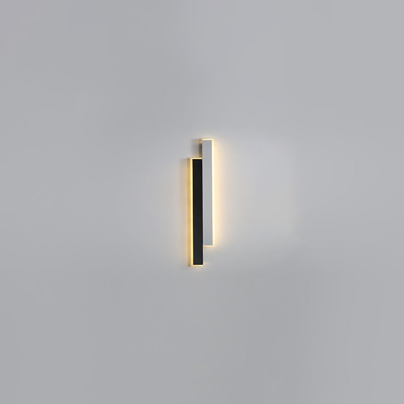 Metal Linear Shape Wall Light Modern 2-Lights Wall Mounted Light Fixture in Black