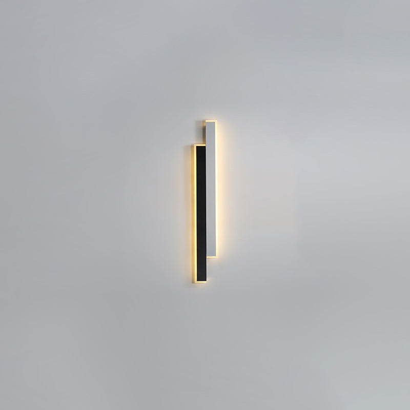 Metal Linear Shape Wall Light Modern 2-Lights Wall Mounted Light Fixture in Black