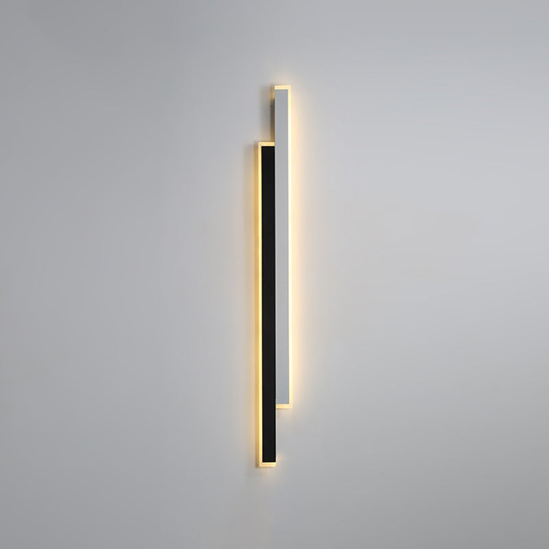 Metal Linear Shape Wall Light Modern 2-Lights Wall Mounted Light Fixture in Black