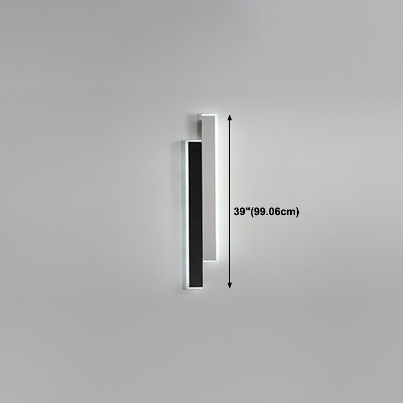 Metal Linear Shape Wall Light Modern 2-Lights Wall Mounted Light Fixture in Black