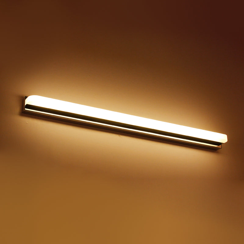 Luce vanità lineare Metal contemporanea 1 Mirror Light Led Light per bagno in argento