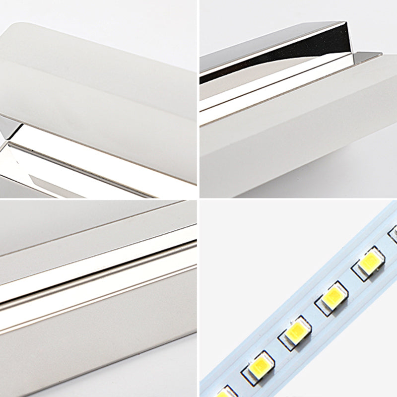 Luce vanità lineare Metal contemporanea 1 Mirror Light Led Light per bagno in argento