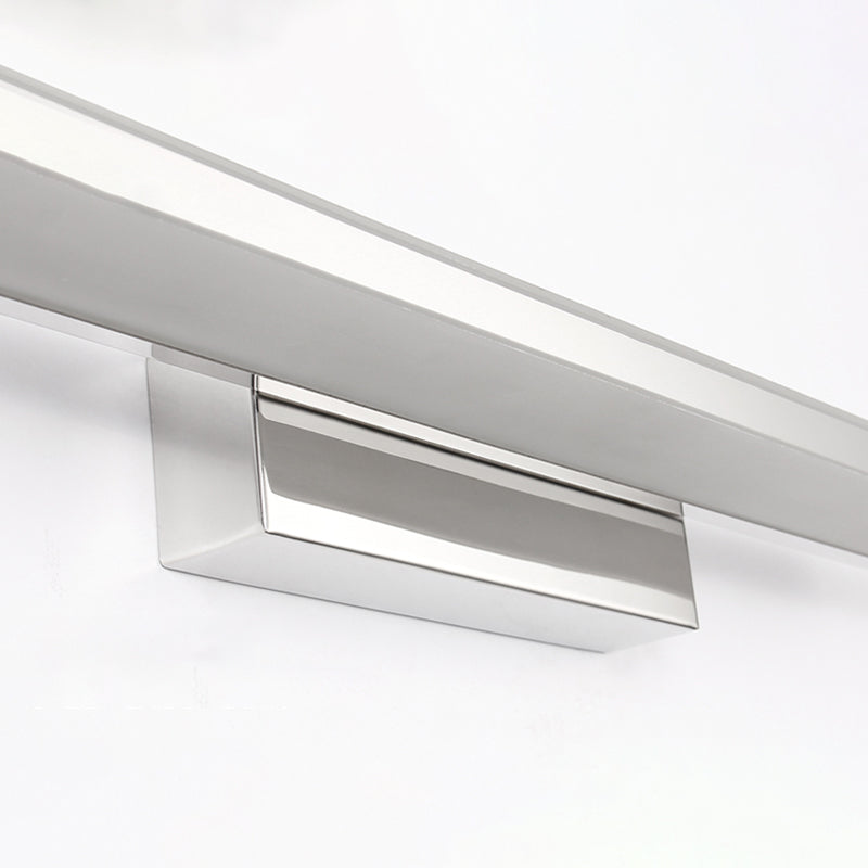 Rectangle Shape Modern Vanity Light Metal 1 Light LED Mirror Light for Bathroom in Silver