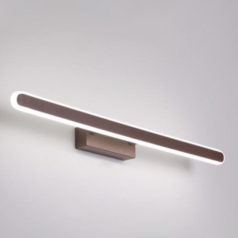 Metal Linear Shape Wall Light Modern 1 Light Mirror Wall Mount Light Fixture in Brown