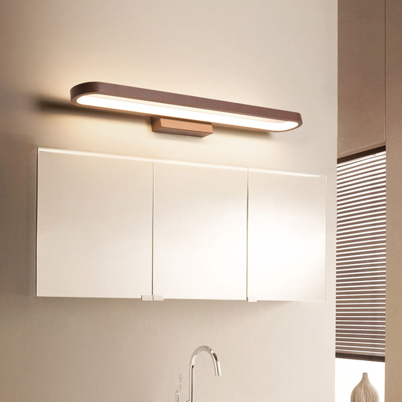 Lineal estilo moderno moderno tocador de tocador 1 luz de espejo LED de luz para el baño en marrón