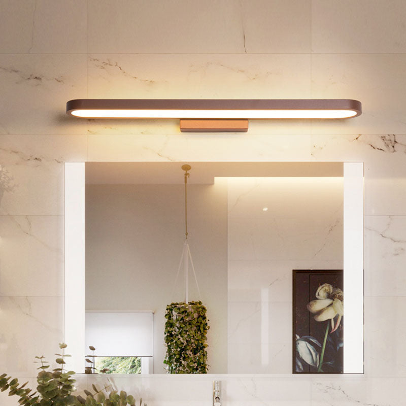 Lineal estilo moderno moderno tocador de tocador 1 luz de espejo LED de luz para el baño en marrón