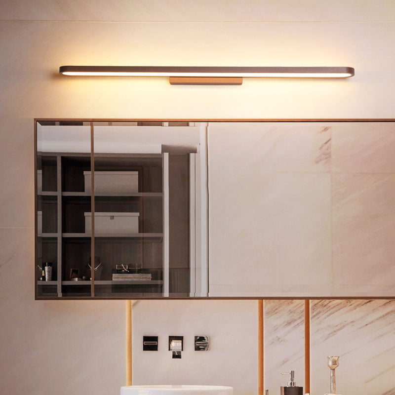 Lineal estilo moderno moderno tocador de tocador 1 luz de espejo LED de luz para el baño en marrón