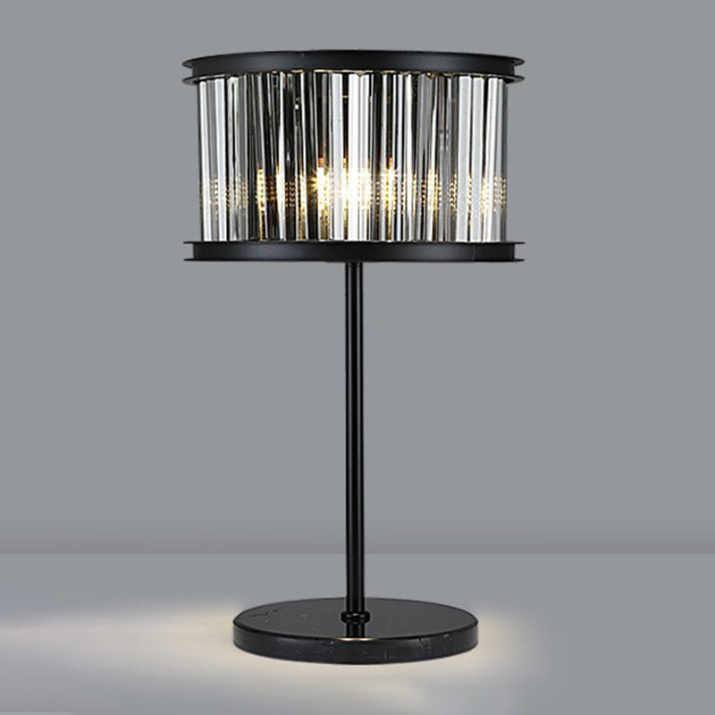 American Style Crystal Table Lamp Black 3 Lights Desk Lamp for Bedroom