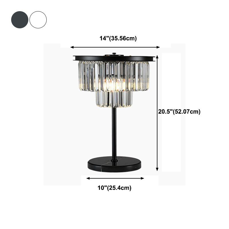American Style Crystal Table Lamp Black 3 Lights Desk Lamp for Bedroom